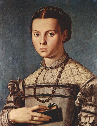 Porträt eines Mädchens mit einem Buch von Agnolo Bronzino